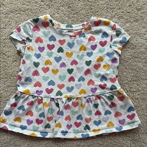 Colorful Heart Pattern Kids 2T Girl Top
